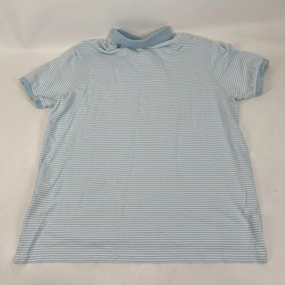 Polo Ralph Lauren Mens 2XL Custom Fit Striped Polo Shirt Light Blue White Cotton